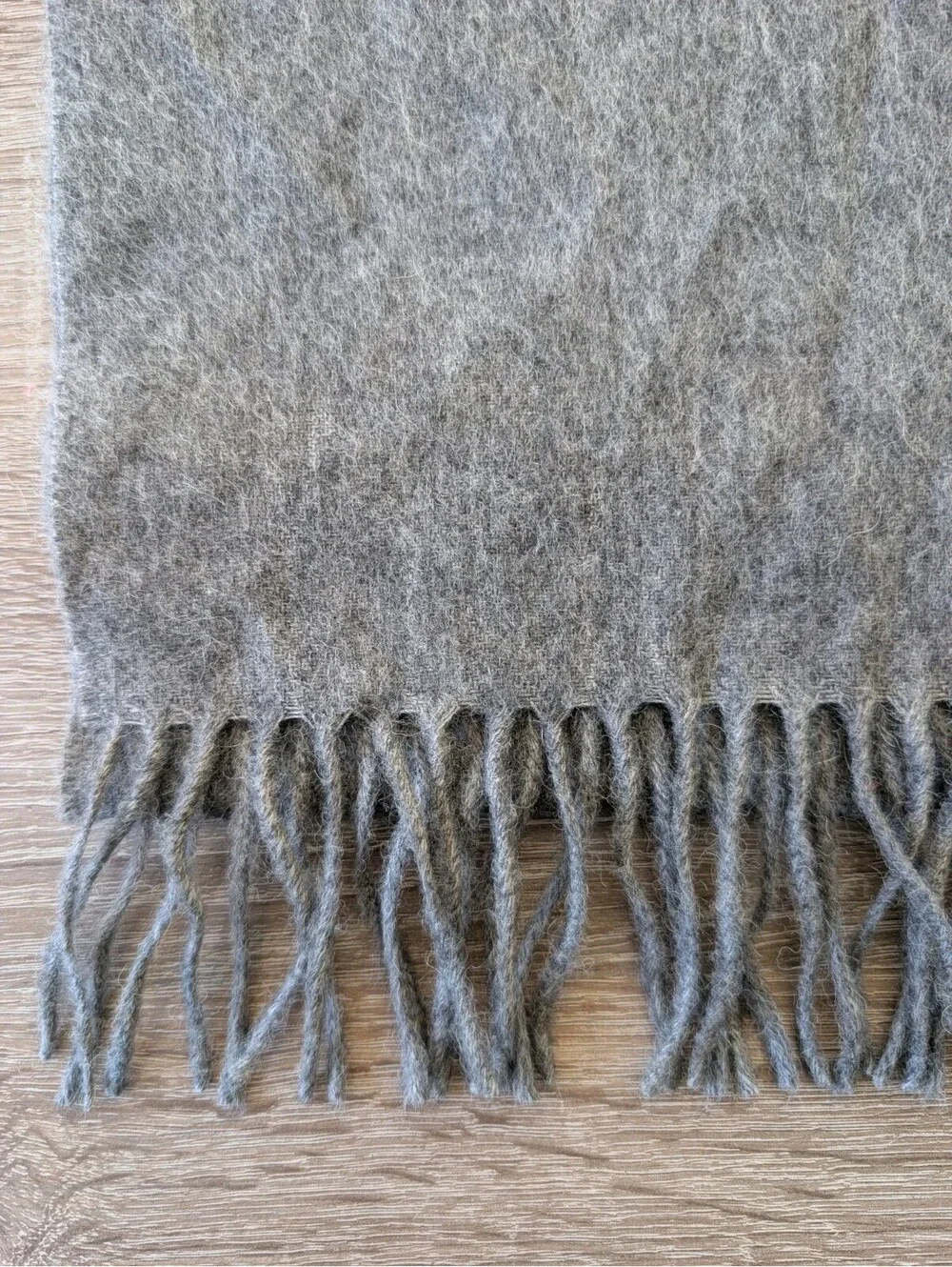 Nordstrom 100% Camel Hair Gray Scarf Fringe Classic Minimalist Unisex